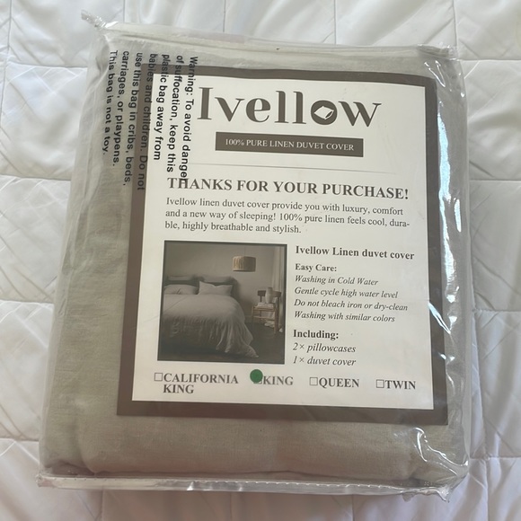 New Ivellow 100% Linen Duvet Cover - color: natural